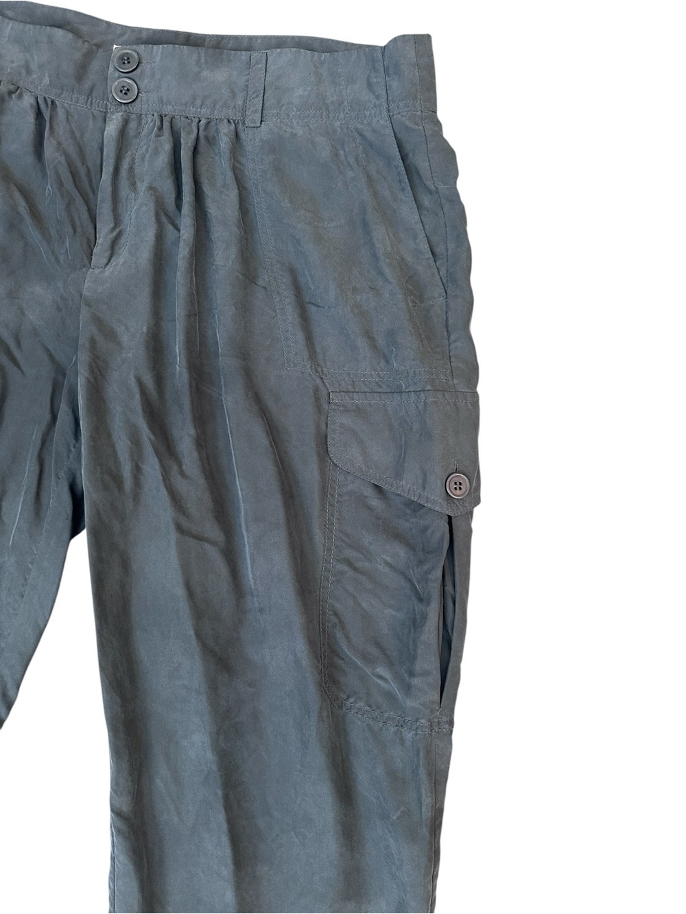 Vintage Victoria's Secret London Jean Grey Silk Barrel Cargo Pants 14 - Picture 3 of 5